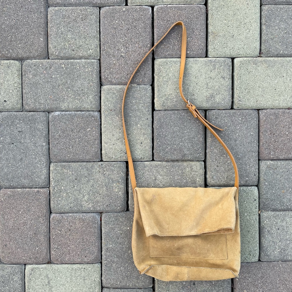 100% Leather , Khaki Colored Messenger Bag